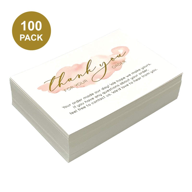Gooji 100 Pack 4 x 6 Gold Foil Pink Watercolor Thank You for Your Order Cards for Small Business orders - Image 2